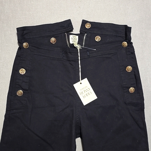 Torn by Ronny Kobo Denim - Torn by Ronny Kobo Sailor Button Black Skinny Jean Women's Size 28 NWT